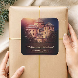 Vintag Rustikale Messe Schloss Gefallen Quadratischer Aufkleber