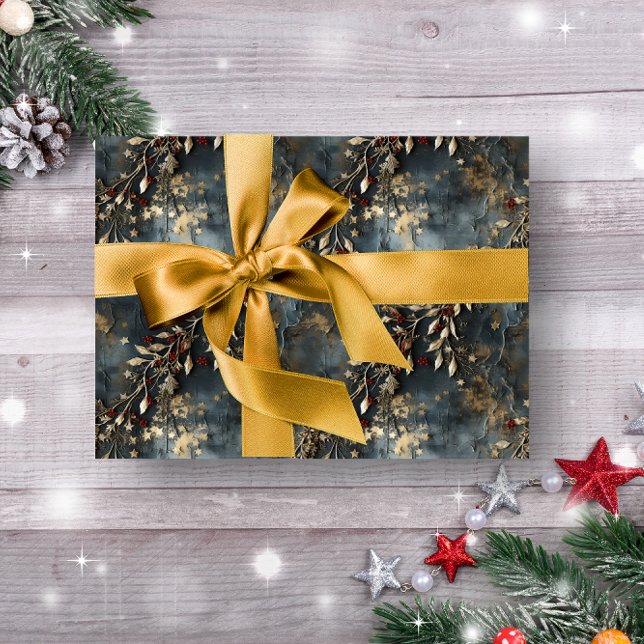 Vintag Rustikale Winterkulisse Geschenkpapier (RUSTIC VINTAGE GREEN CHRISTMAS WRAPPING PAPER)