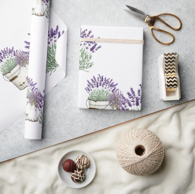 Vintag Rustikaler Lavendel White Geschenkpapier (Basteln)
