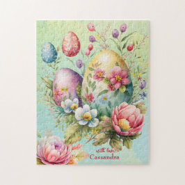 Vintag Rustikales Shabby Blue Pastel Easter Eggs B Puzzle