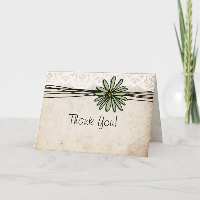 Vintag Sage Daisy Vielen Dank Dankeskarte (Vorderseite)
