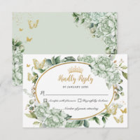 Vintag Sage Green Floral Butterfliegen Quinceañera