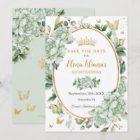 Vintag Sage Green Floral Butterfliegen Quinceañera