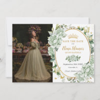 Vintag Sage Green Floral Butterfliegen Quinceañera