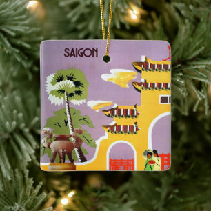 Vintag Saigon Vietnam Travel Keramikornament