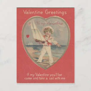 Vintag Sailor Boy Valentine Feiertagspostkarte