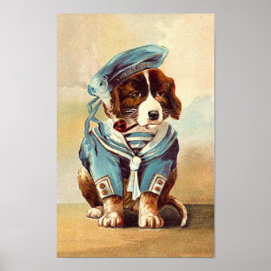 Vintag Sailor Dog Poster