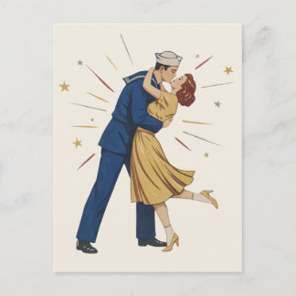 Vintag Sailor Kiss Pinup Postkarte