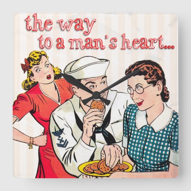 Vintag Sailor Quadratische Wanduhr (Vorderseite)