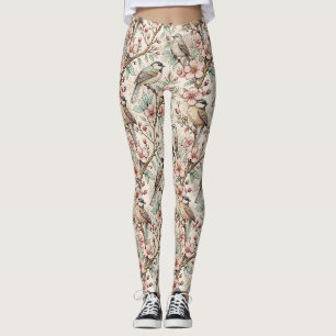 Vintag Sakura Cherry Blossom & Bird Ästhetik 2 Leggings