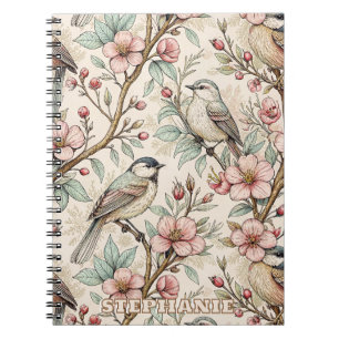 Vintag Sakura Cherry Blossom & Bird Ästhetik 2 Notizblock
