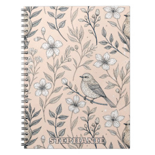 Vintag Sakura Cherry Blossom & Bird Ästhetik 3 Notizblock