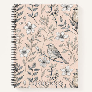 Vintag Sakura Cherry Blossom & Bird Ästhetik 3 Notizbuch