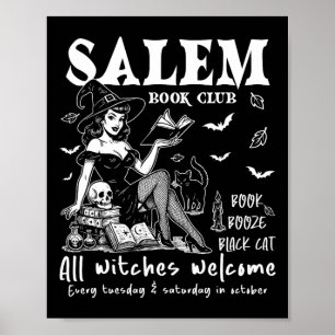 Vintag Salem Witch Lesen Bücher Halloween Spooky Poster