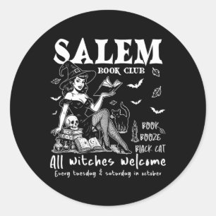 Vintag Salem Witch Lesen Bücher Halloween Spooky Runder Aufkleber