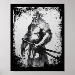 Vintag Samurai Bigfoot Japanese Art Anime Poster