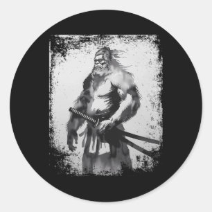 Vintag Samurai Bigfoot Japanese Art Anime Runder Aufkleber