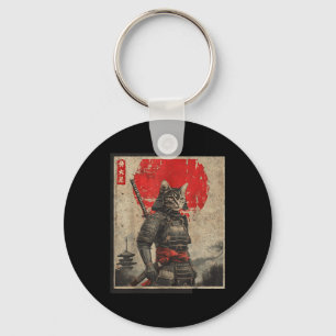 Vintag Samurai Cat Japanisch Grafische T-Shirts Me Schlüsselanhänger