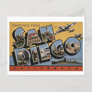 Vintag San Diego California Big Letter Postcard Postkarte