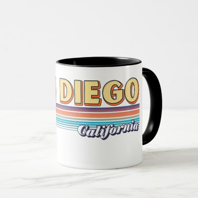 Vintag San Diego California Retro Sonnenuntergang  Tasse (VorderseiteRechts)