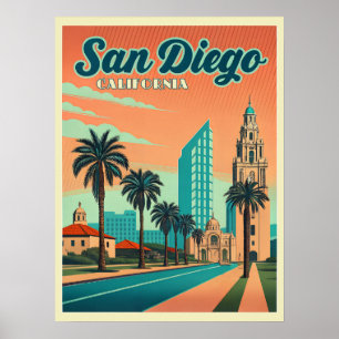 Vintag San Diego California Sunset Poster