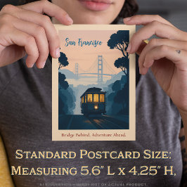 Vintag San Francisco GGB, Cable Car Landschaftlich Postkarte