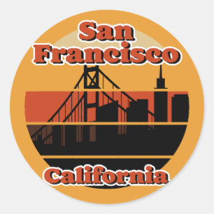Vintag San Francisco Kalifornien Runder Aufkleber