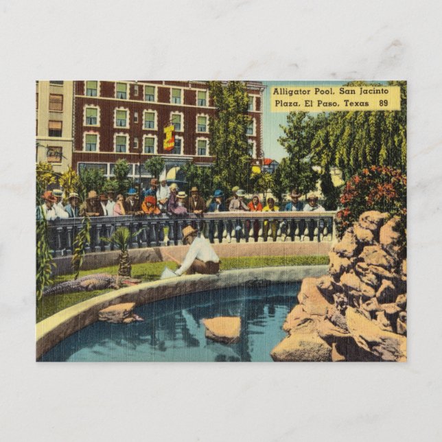 Vintag San Jacinto Plaza, El Paso, Texas Postkarte (Vorderseite)