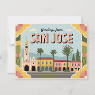 Vintag San José Postkarte Grüße aus