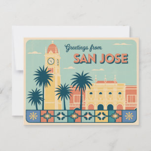 Vintag San José Postkarte Grüße aus
