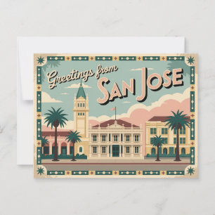 Vintag San José Postkarte Grüße aus