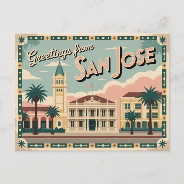 Vintag San José Postkarte | Grüße aus (Vorderseite)