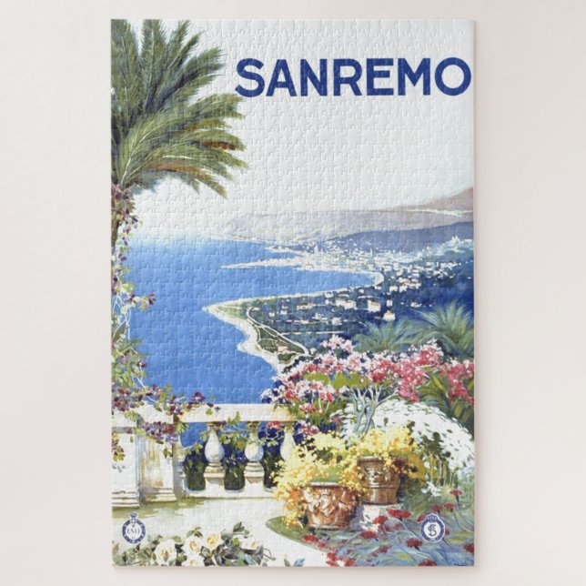 Vintag San Remo Italien - Europa Reisen Puzzle (Vertikal)