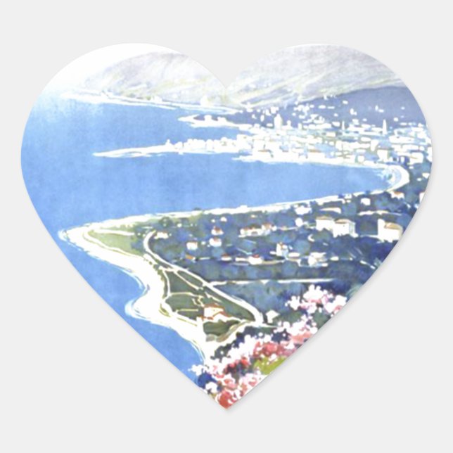 Vintag San Remo Italien Reisen Herz-Aufkleber (Vorderseite)