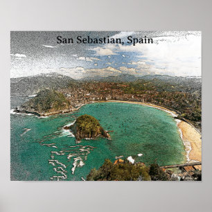Vintag San Sebastian Spanien Reisen Poster