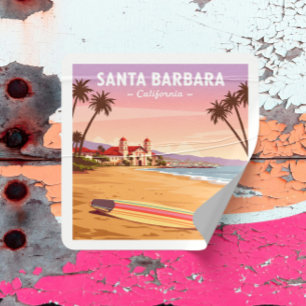 Vintag Santa Barbara California Quadratischer Aufkleber