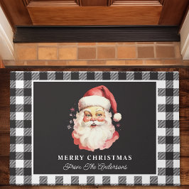 Vintag Santa Black Gingham Personalisiert Weihnach Fußmatte
