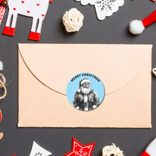 Vintag Santa Claus Baby Blue Runder Aufkleber