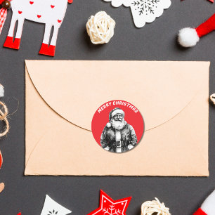 Vintag Santa Claus Red Runder Aufkleber