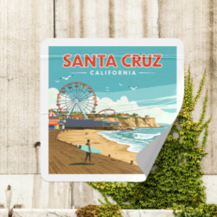 Vintag Santa Cruz Kalifornien Quadratischer Aufkleber