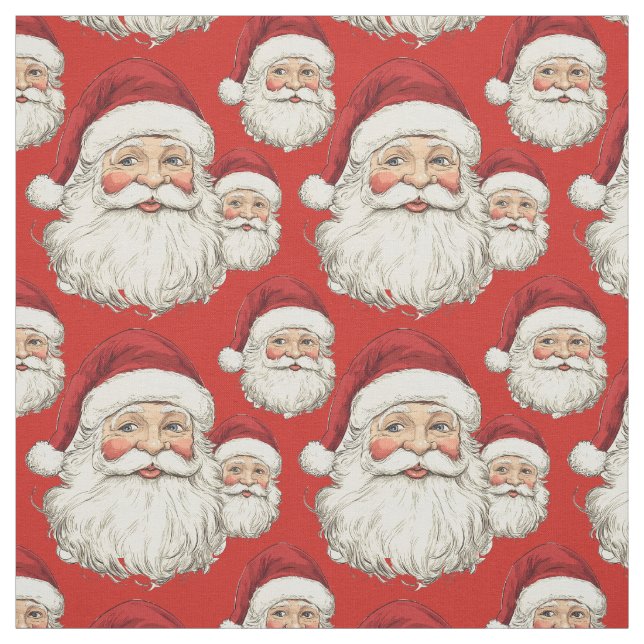 Vintag Santa Face Red Stoff (Muster)