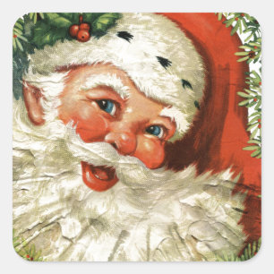 Vintag Santa Grunge Quadratischer Aufkleber