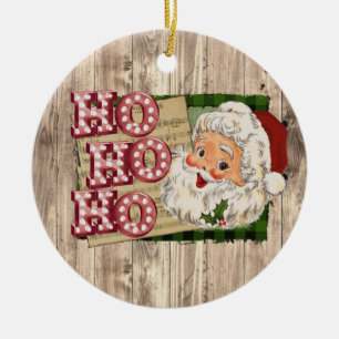 Vintag Santa Marquee Lights Ho Ho Keramik Ornament
