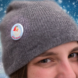 Vintag Santa Merry Christmas Candy Cane Button