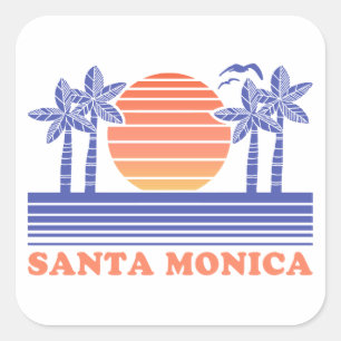 Vintag Santa Monica Quadratischer Aufkleber