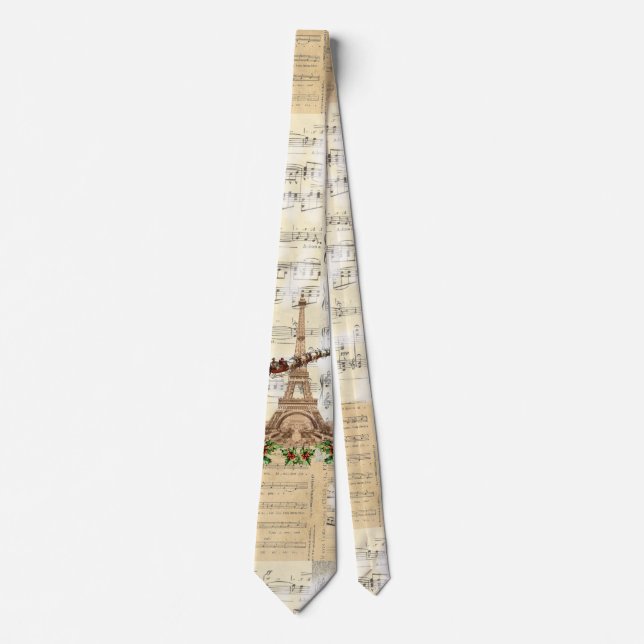 Vintag Santa Over Paris Music Neck Tie Krawatte (Vorderseite)