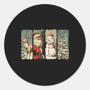 Vintag Santa Snowman Rentier Retro 1950er Christm Runder Aufkleber
