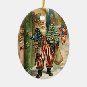 Vintag Santa Uncle Sam Keramikornament