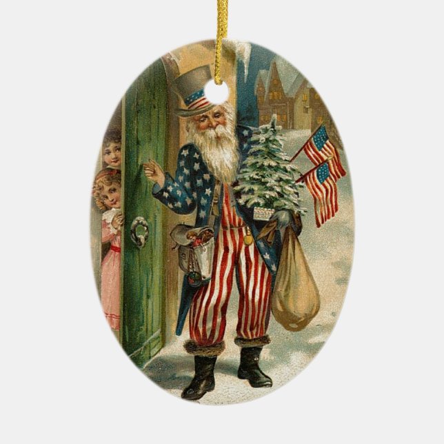Vintag Santa Uncle Sam Keramikornament (Vorne)
