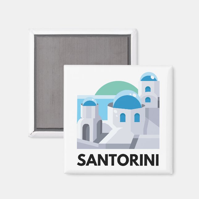Vintag Santorini Griechenland Minimalistisch Magnet (Vorderseite/Rückseite)